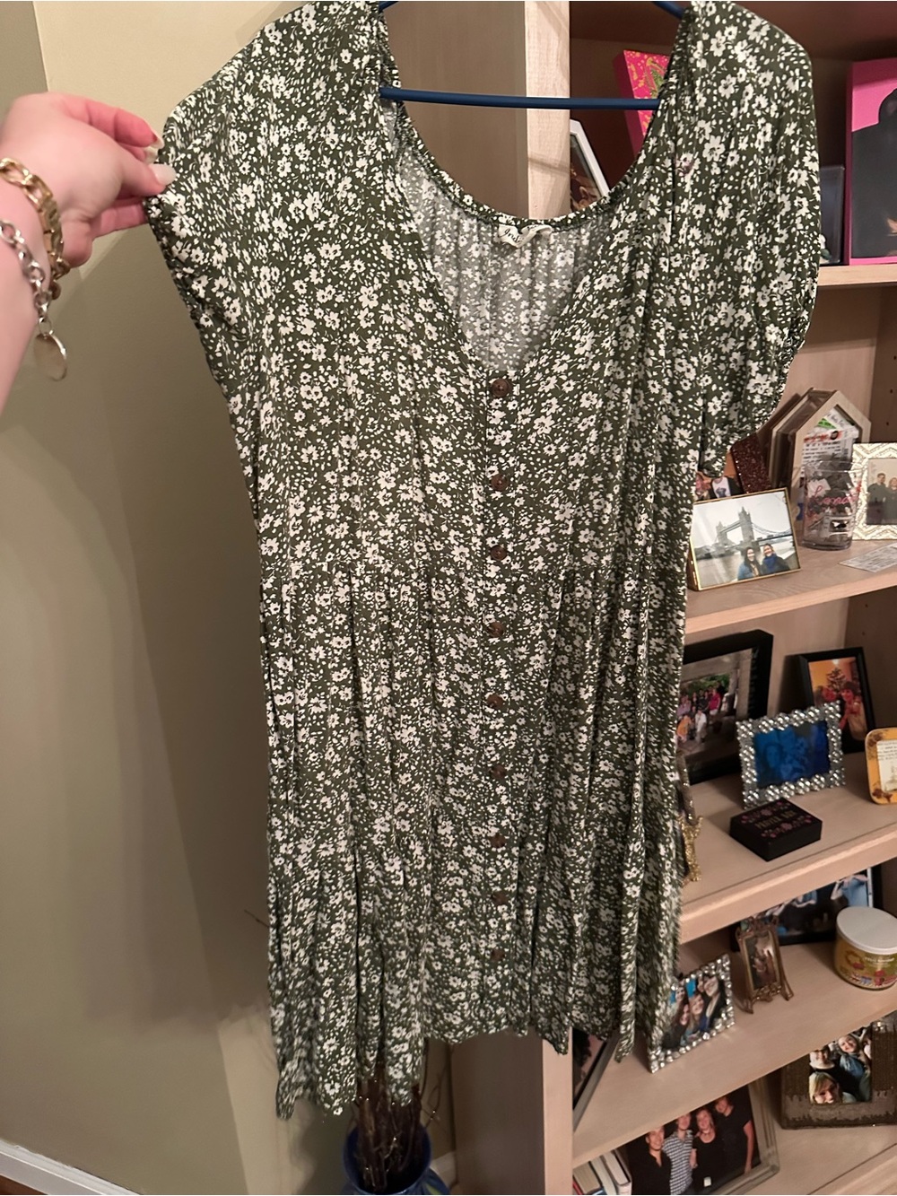 Green floral dress 2X